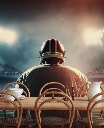 dark american football wallpaper mural called Pressure for teen bedrooms, colleges and man caves