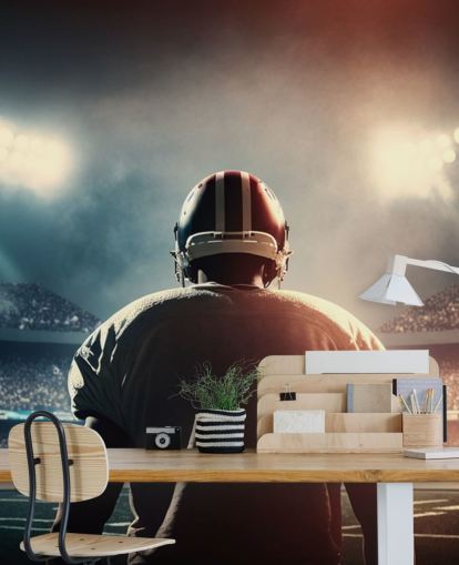 dark american football wallpaper mural called Pressure for teen bedrooms, colleges and man caves