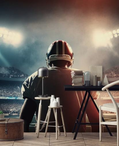 donkere American football behangmuurschildering genaamd Pressure voor tienerkamers, hogescholen en mannengrotten