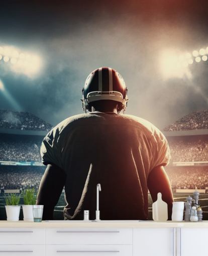 dark american football wallpaper mural called Pressure for teen bedrooms, colleges and man caves