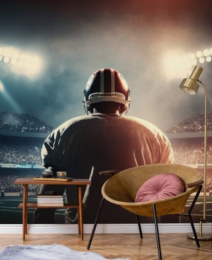 dark american football wallpaper mural called Pressure for teen bedrooms, colleges and man caves