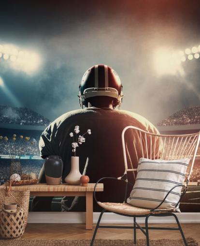 dark american football wallpaper mural called Pressure for teen bedrooms, colleges and man caves