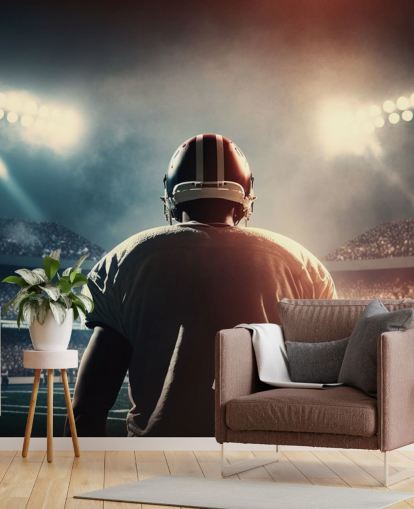 dark american football wallpaper mural called Pressure for teen bedrooms, colleges and man caves