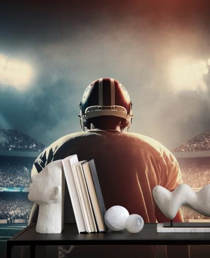 dark american football wallpaper mural called Pressure for teen bedrooms, colleges and man caves