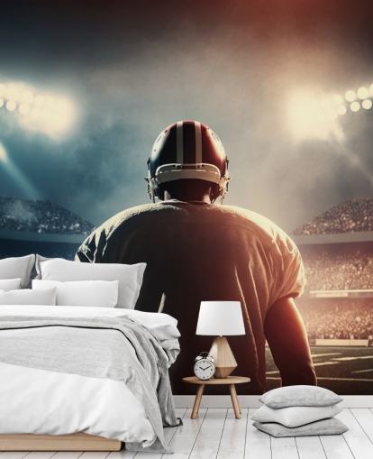 dark american football wallpaper mural called Pressure for teen bedrooms, colleges and man caves