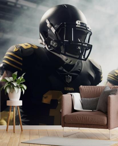 dark american football wall mural called Preparing for Battle for bedrooms, home offices, gyms and schools