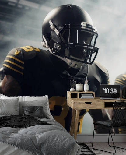 murale scuro con motivo football americano chiamato Preparing for Battle per camere da letto, uffici domestici, palestre e scuole murale scuro con motivo football americano chiamato Preparing for Battle per camere da letto, uffici domestici, palestre e scuole