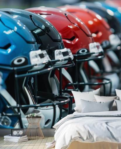 NFL-taustakuvamaalaus nimeltään American Football Helmets teini-ikäisten makuuhuoneisiin NFL-taustakuvamaalaus nimeltään American Football Helmets teini-ikäisten makuuhuoneisiin