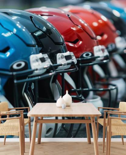 NFL wallpaper mural called American Football Helmets for teen bedrooms