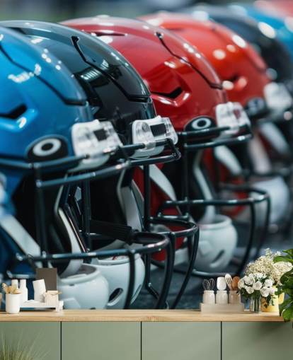 Papier peint mural de la NFL appelé American Football Helmets pour chambres d'adolescents