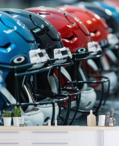 NFL wallpaper mural called American Football Helmets for teen bedrooms
