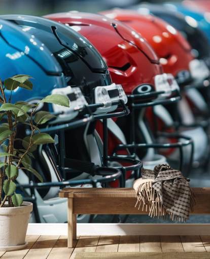 NFL behangmuurschildering genaamd American Football Helmets voor tienerkamers