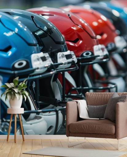NFL tapetväggmålning som heter American Football Helmets för tonårsrum NFL tapetväggmålning som heter American Football Helmets för tonårsrum