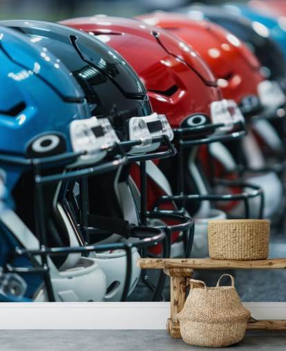 mural de papel pintado de la NFL llamado Cascos de fútbol americano para dormitorios de adolescentes