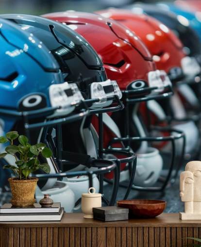mural de papel pintado de la NFL llamado Cascos de fútbol americano para dormitorios de adolescentes