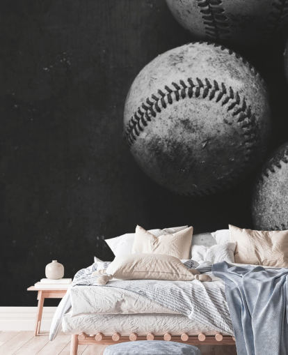 papier peint mural de baseball noir et blanc appelé Black and White Baseballs pour chambres à coucher, grottes pour hommes et écoles papier peint mural de baseball noir et blanc appelé Black and White Baseballs pour chambres à coucher, grottes pour hommes et écoles