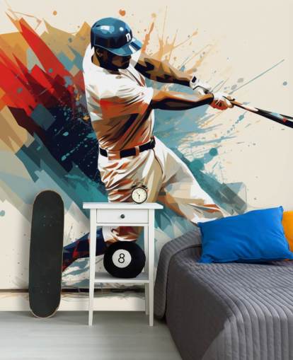 baseball wall mural called Baseball Illustration for schools and children's bedrooms