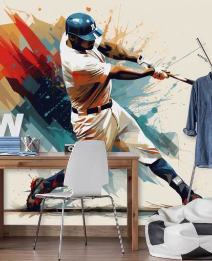 baseball wall mural called Baseball Illustration for schools and children's bedrooms