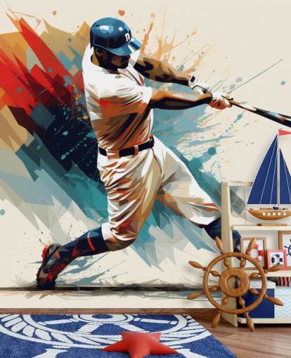 Baseball-Wandbild namens Baseball-Illustration für Schulen und Kinderzimmer