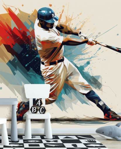 baseball wall mural called Baseball Illustration for schools and children's bedrooms baseball wall mural called Baseball Illustration for schools and children's bedrooms