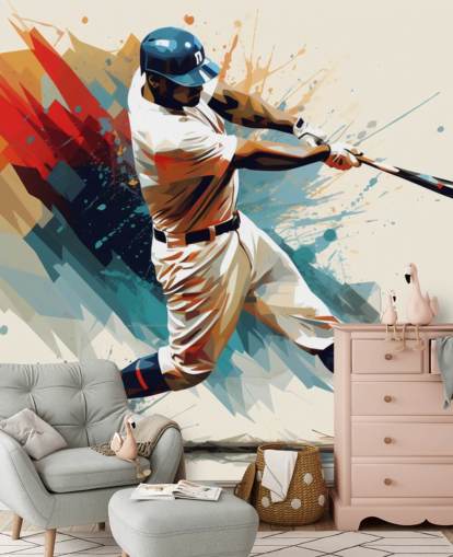 baseball-seinämaalaus nimeltä Baseball Illustration kouluihin ja lasten makuuhuoneisiin baseball-seinämaalaus nimeltä Baseball Illustration kouluihin ja lasten makuuhuoneisiin