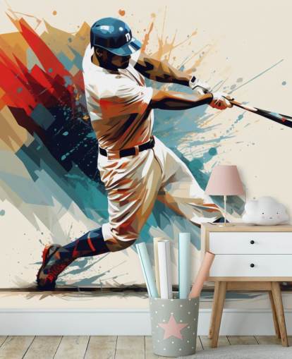 Baseball-Wandbild namens Baseball-Illustration für Schulen und Kinderzimmer Baseball-Wandbild namens Baseball-Illustration für Schulen und Kinderzimmer