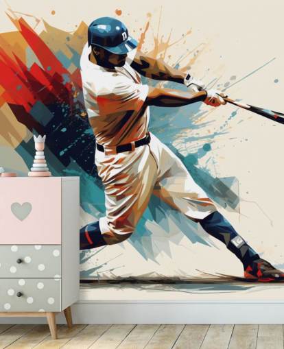 baseball wall mural called Baseball Illustration for schools and children's bedrooms