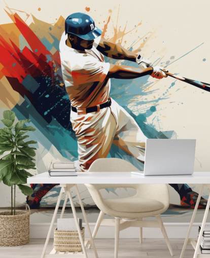 baseball wall mural called Baseball Illustration for schools and children's bedrooms baseball wall mural called Baseball Illustration for schools and children's bedrooms