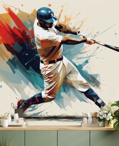 baseball wall mural called Baseball Illustration for schools and children's bedrooms
