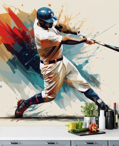 baseball wall mural called Baseball Illustration for schools and children's bedrooms