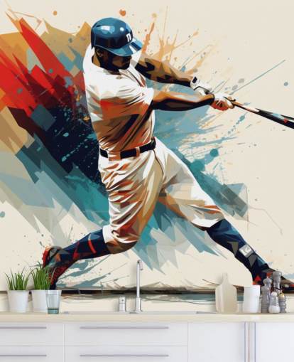 mural de pared de béisbol llamado Ilustración de béisbol para escuelas y dormitorios infantiles mural de pared de béisbol llamado Ilustración de béisbol para escuelas y dormitorios infantiles