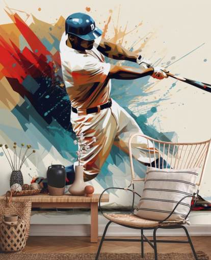 baseball wall mural called Baseball Illustration for schools and children's bedrooms