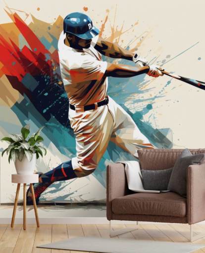 baseball wall mural called Baseball Illustration for schools and children's bedrooms baseball wall mural called Baseball Illustration for schools and children's bedrooms