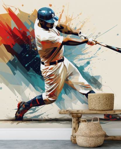 baseball wall mural called Baseball Illustration for schools and children's bedrooms baseball wall mural called Baseball Illustration for schools and children's bedrooms