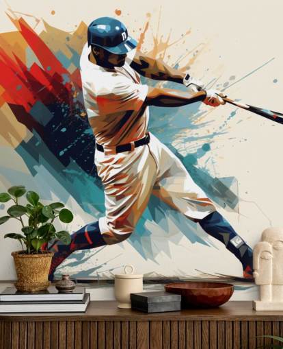 baseball wall mural called Baseball Illustration for schools and children's bedrooms baseball wall mural called Baseball Illustration for schools and children's bedrooms