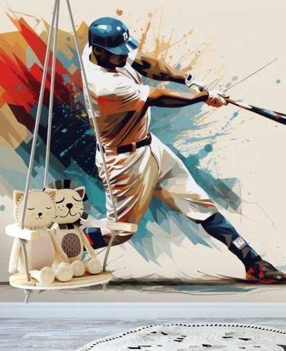 baseboll väggmålning som heter Baseball Illustration för skolor och barns sovrum baseboll väggmålning som heter Baseball Illustration för skolor och barns sovrum