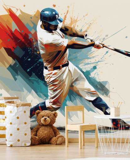Baseball-Wandbild namens Baseball-Illustration für Schulen und Kinderzimmer