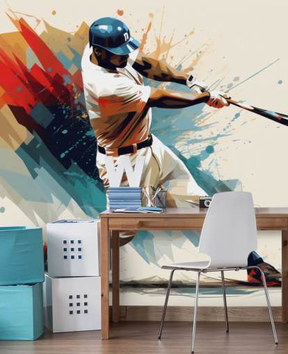 fresque murale de baseball appelée Baseball Illustration pour les écoles et les chambres d'enfants fresque murale de baseball appelée Baseball Illustration pour les écoles et les chambres d'enfants