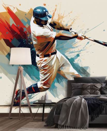 baseboll väggmålning som heter Baseball Illustration för skolor och barns sovrum