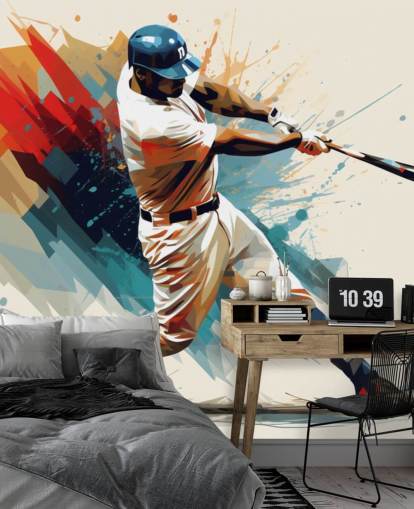 baseball wall mural called Baseball Illustration for schools and children's bedrooms