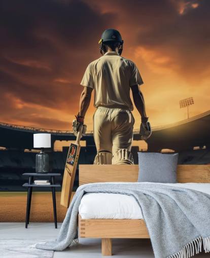 cricket tapetmaleri kaldet Heading Out to Bat til virksomheder og børns soveværelser