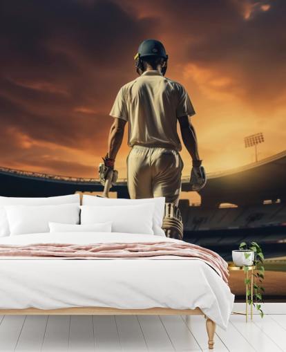 cricket wallpaper mural called Heading Out to Bat for businesses and children's bedrooms cricket wallpaper mural called Heading Out to Bat for businesses and children's bedrooms
