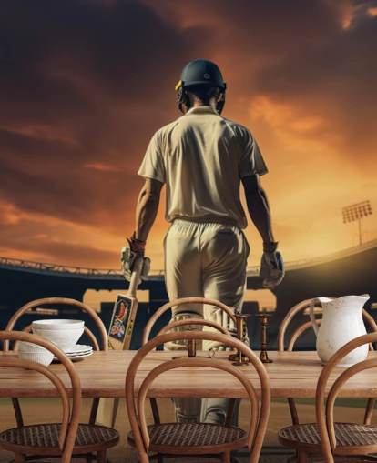 cricket wallpaper mural called Heading Out to Bat for businesses and children's bedrooms cricket wallpaper mural called Heading Out to Bat for businesses and children's bedrooms