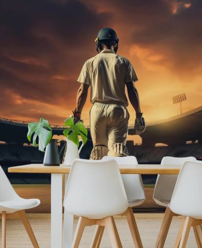 cricket wallpaper mural called Heading Out to Bat for businesses and children's bedrooms cricket wallpaper mural called Heading Out to Bat for businesses and children's bedrooms