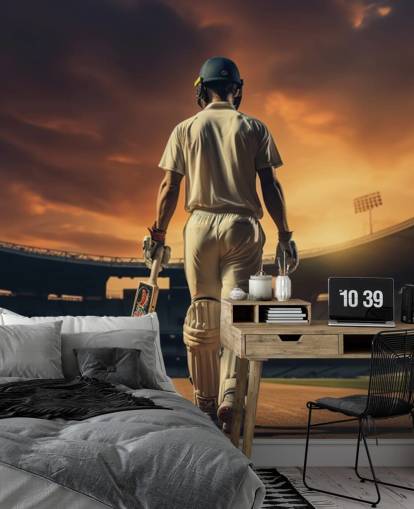 cricket tapet veggmaleri kalt Heading Out to Bat for bedrifter og barnerom