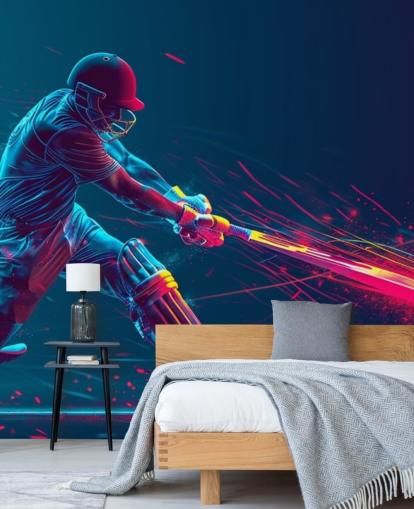 mural de pared de grillos rosa y azul llamado Neon Cricket para dormitorios infantiles