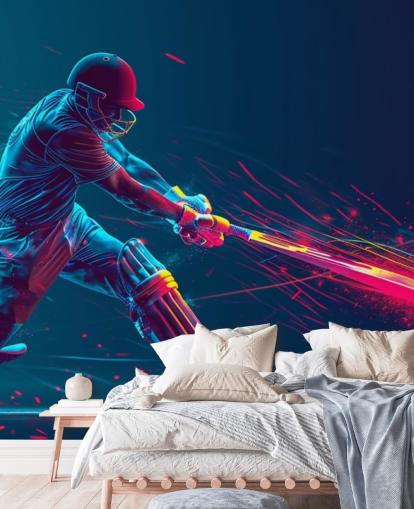 pink and blue cricket wall mural called Neon Cricket for children's bedrooms