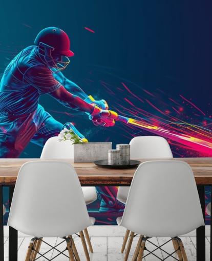 pink and blue cricket wall mural called Neon Cricket for children's bedrooms pink and blue cricket wall mural called Neon Cricket for children's bedrooms