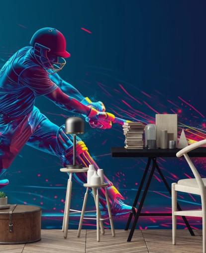 pink and blue cricket wall mural called Neon Cricket for children's bedrooms