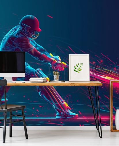 pink and blue cricket wall mural called Neon Cricket for children's bedrooms